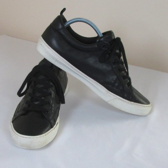 Banana Republic Mens Black Leather w\ White Sole Sneakers Size 11 Used-G… - Picture 1 of 8